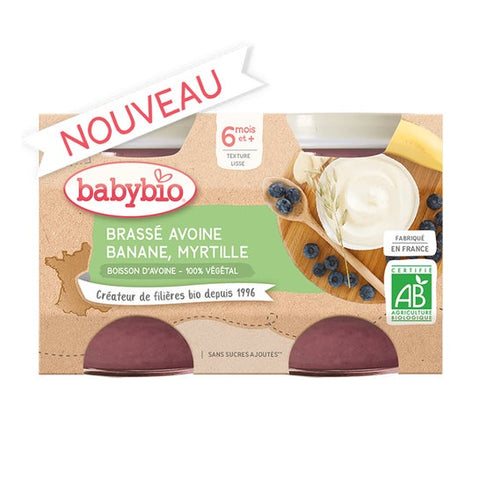 Babybio Plant-Based Desserts Pot Set Oat Banana Blueberry +6m Organic 2 x 130g