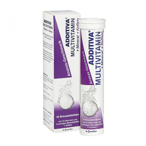 Additiva Multivitamines + Minéraux + Caféine comprimés effervescents à l'ananas (20 pièces)