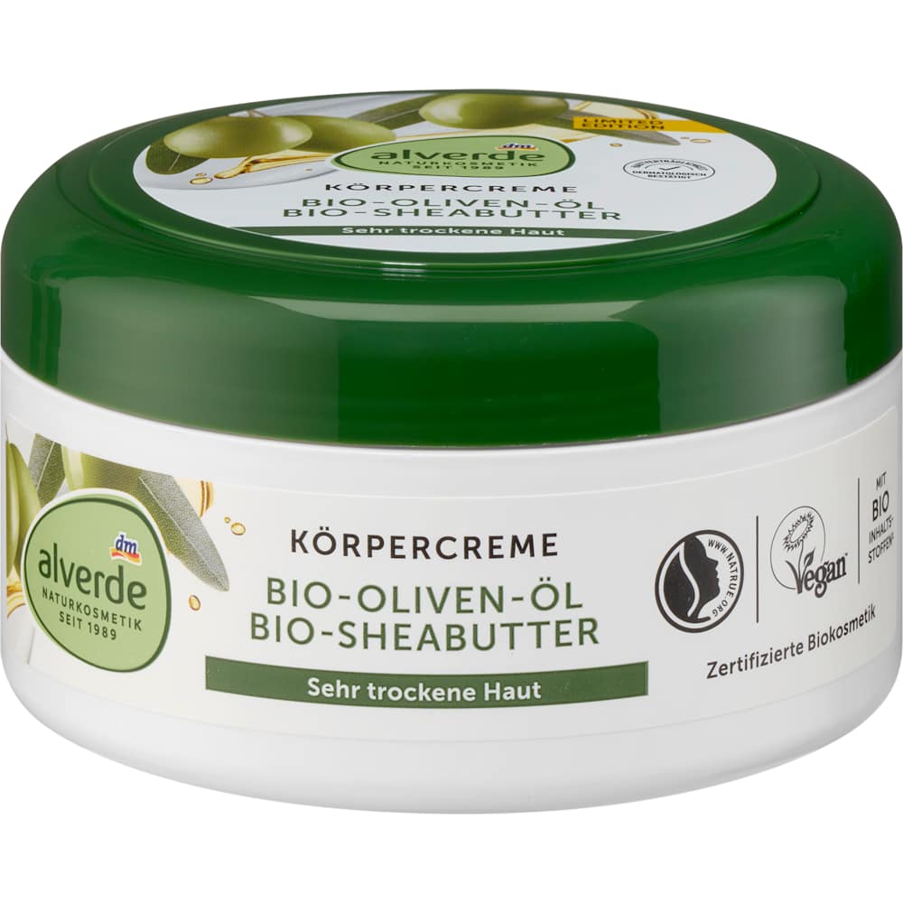 alverde NATURKOSMETIK crème corporelle à l'huile d'olive et au beurre de karité (300 ml)