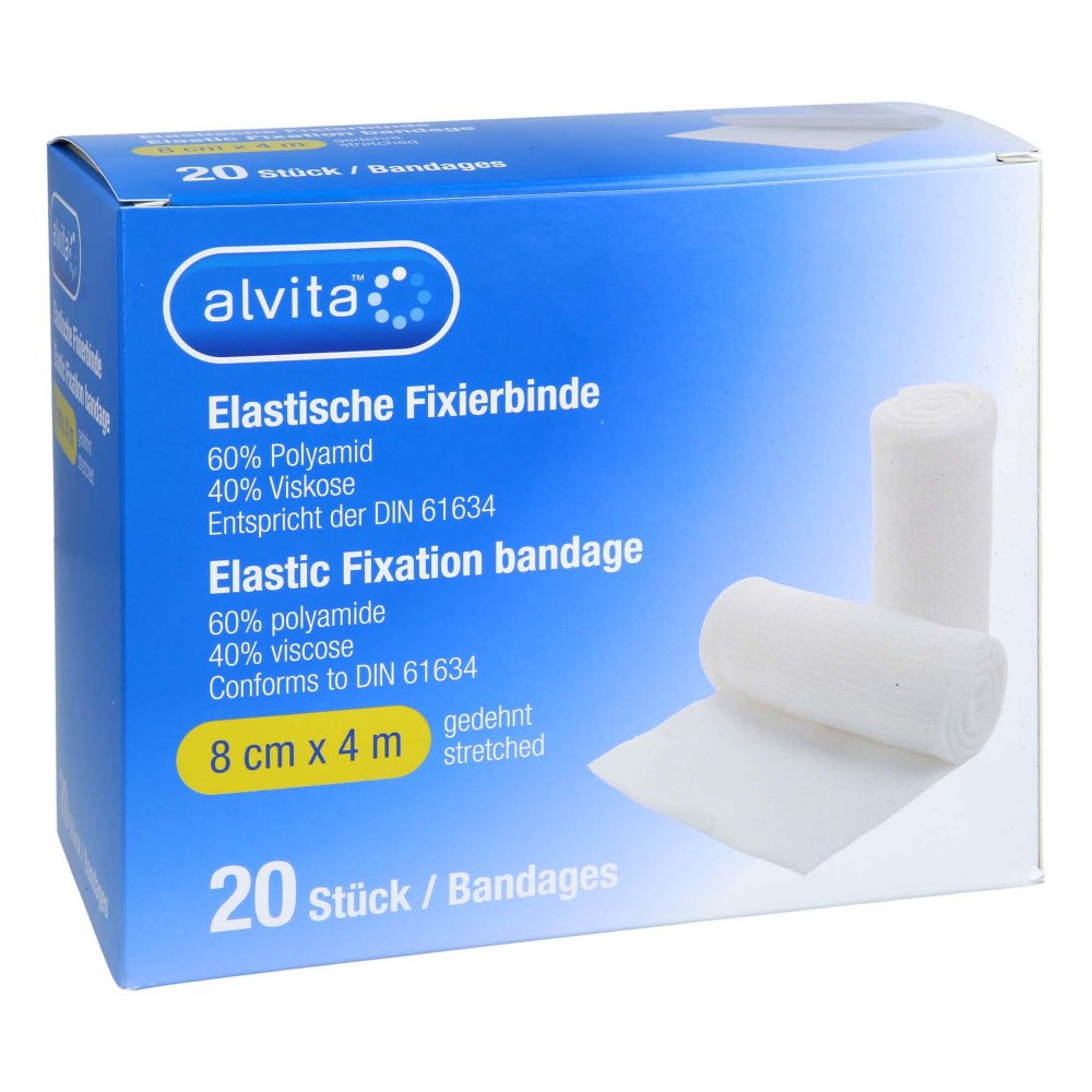 Alvita bandage de fixation élastique 8 cm x 4 m (20 pièces)