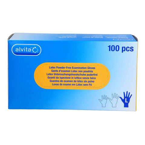 Alvita non-sterile powder-free latex examination gloves size L (100 pieces)