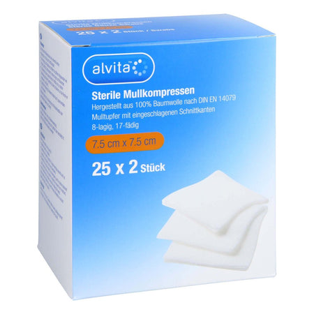 Alvita compresse de gaze stérile 7.5x7.5 (25x2 pièces)