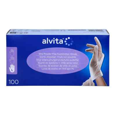 Alvita Gants d'examen en vinyle non stériles sans poudre L (100 pièces)