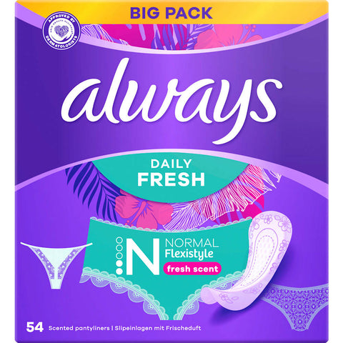 Always protège-slips Daily Fresh Normal Flexistyle avec parfum de fraîcheur, grand format (54 pièces)