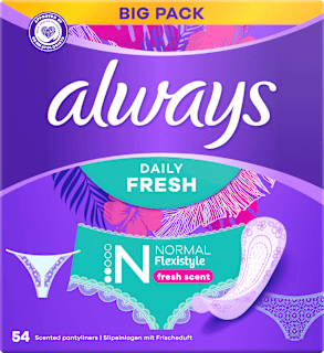 Always protège-slips Daily Fresh Normal Flexistyle avec parfum de fraîcheur, grand format (54 pièces)