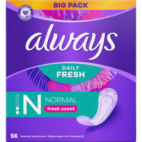 Always Daily Fresh Normal protège-slips avec parfum fraîcheur, grand format, 56 pièces