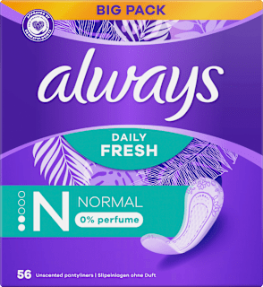 Always Daily Fresh Normal sans parfum, Big Pack (56 pièces)