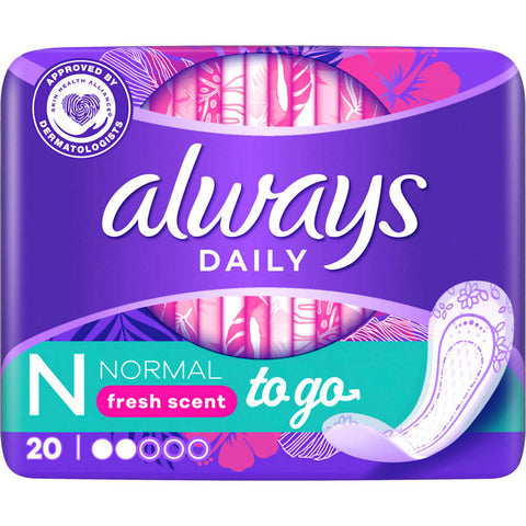 Always protège-slips Normal to go avec parfum de fraîcheur (20 pièces)