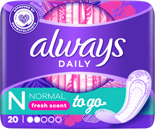 Always protège-slips Normal to go avec parfum de fraîcheur (20 pièces)