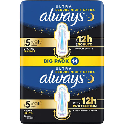 Always Ultra Secure Night Extra serviettes hygiéniques Big Pack (14 pièces)