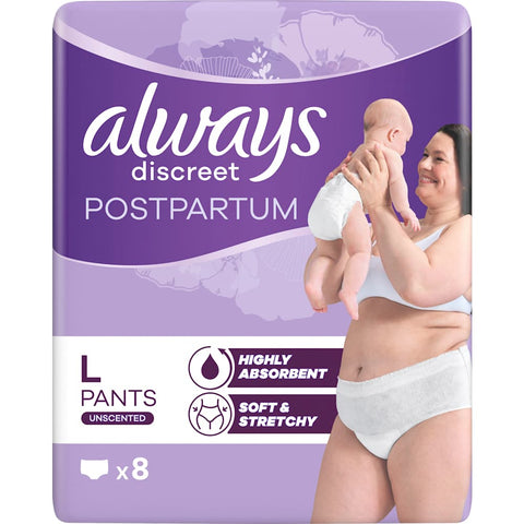 always discreet culottes postpartum (taille L, 8 pièces)