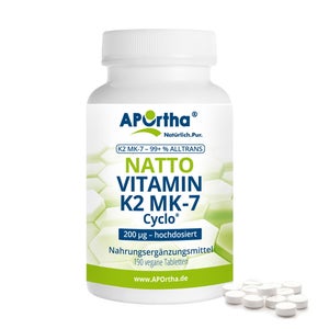 APOrtha® Natto Vitamin K2 MK-7 Cyclo® 200 µg - comprimés vegan (190 pièces)