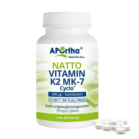APOrtha® Natto Vitamin K2 MK-7 Cyclo® 200 µg - comprimés vegan (190 pièces)