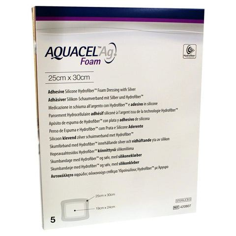 Aquacel Ag Foam adhésif 25x30 cm pansement (5 pièces)