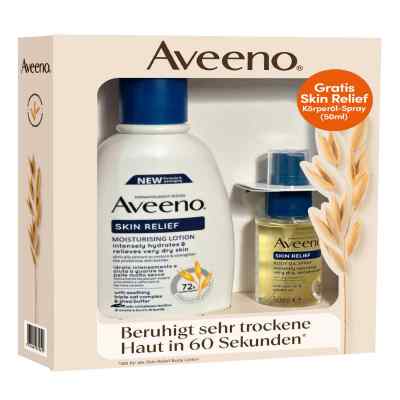 Aveeno Skin Relief lotion pour le corps 300 ml + huile gratuite 50 ml coffret cadeau (1 paquet)