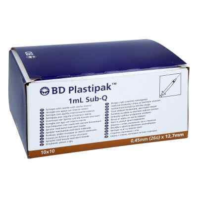 Bd Plastipak seringue sous-cutanée 26G 1/2 aiguille fixée (100 x 1 ml)