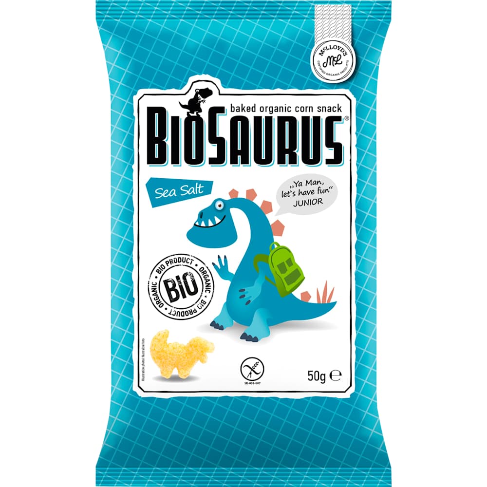 BioSaurus Snack pour enfants, maïs cuit au four Sea Salt (50 g)