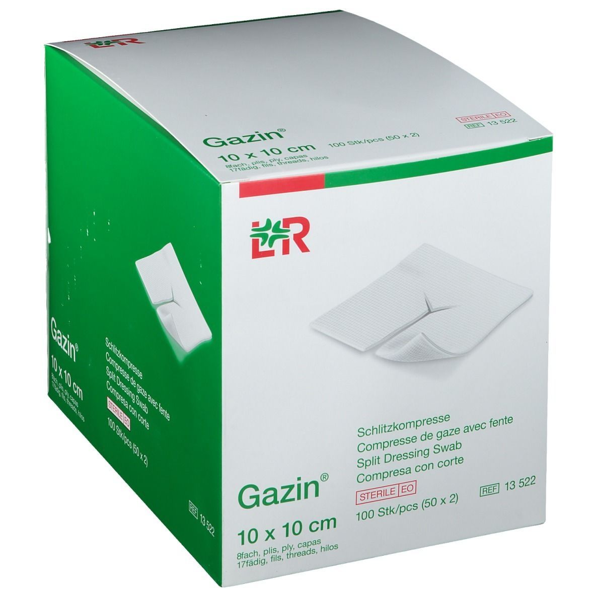 Gazin® compresse fendue 10 cm x 10 cm stérile 8 plis