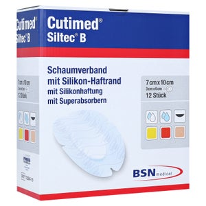 Cutimed Siltec B pansement en mousse 7x10 cm ovale 12 pièces