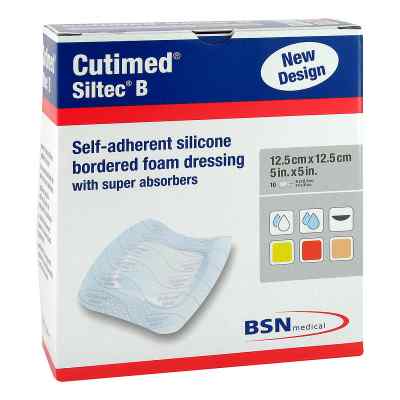 Cutimed Siltec B foam dressing (12.5x12.5 cm, 10 pieces)