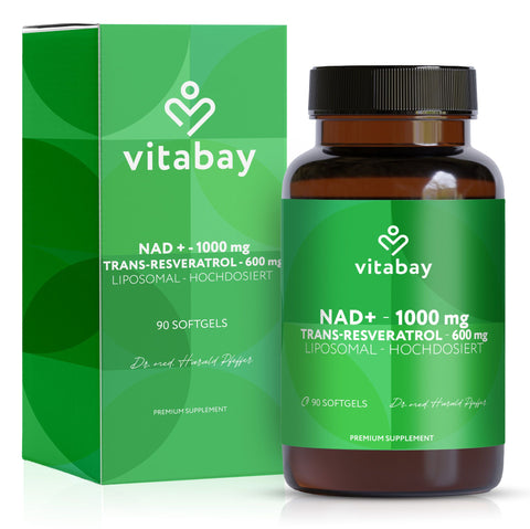 Vitabay NAD+ 1000 mg Trans-Resveratrol 600 mg liposomal (90 gélules)