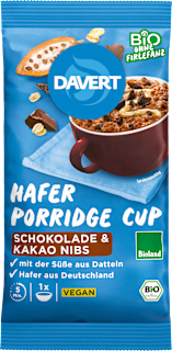 Davert Porridge Cup chocolat à l'avoine avec cacao nibs (65 g)