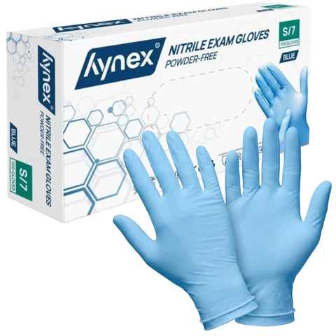 Hynex Gants en nitrile bleus sans poudre, 3,5 g, à usage unique, taille S (100 pièces)