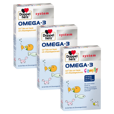 Doppelherz system Omega-3 Family lemon gel tabs (3x60 pieces)