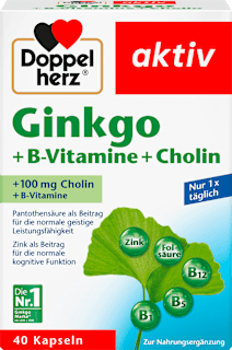 Doppelherz Ginkgo + vitamines B + choline gélules (40 pièces, 22,4 g)