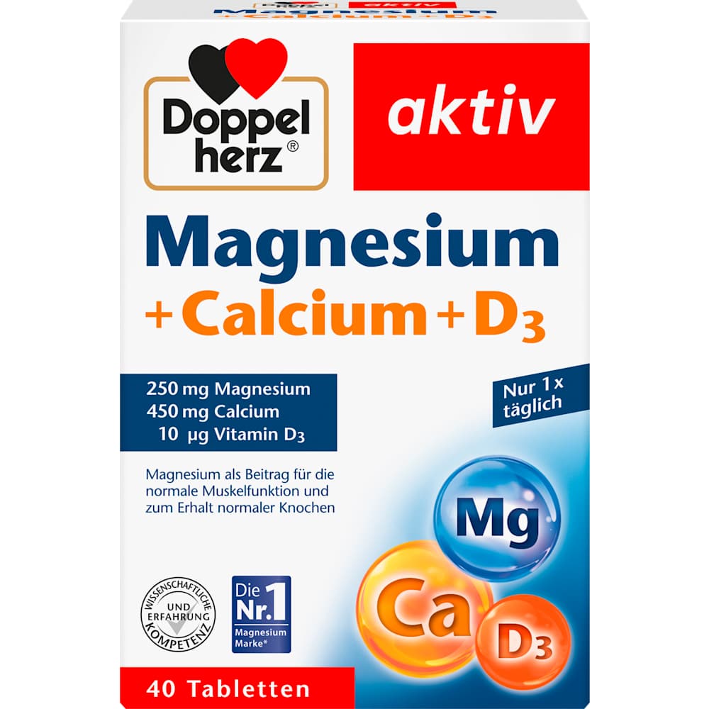 Doppelherz Magnésium + Calcium + Vitamine D3 comprimés (40 pièces, 79,2 g)