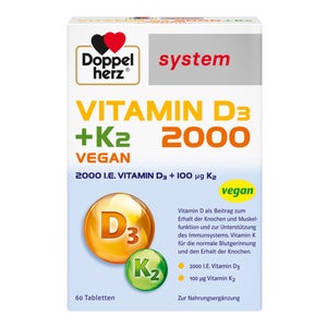 Doppelherz Vitamin D3 2000 + K2 System Tablets (60 pieces)