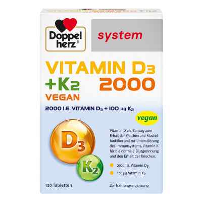 Doppelherz Vitamin D3 2000+k2 system comprimés (120 pièces)