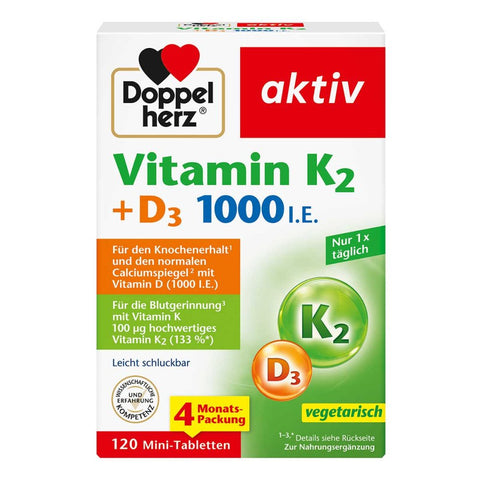 Doppelherz Vitamin K2+D3 1000 IU tablets (120 tablets)