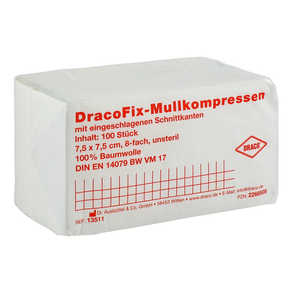 Dracofix compresses opératoires 7,5x7,5 cm non stériles 8 plis (100 pièces)