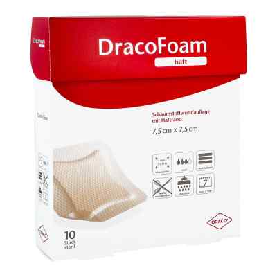 Dracofoam pansement en mousse adhésif 7,5x7,5 cm (10 pièces)