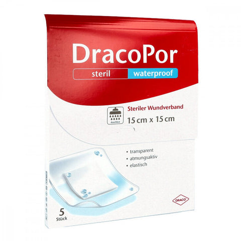 Dracopor waterproof dressing 15x15 cm sterile (5 pieces)