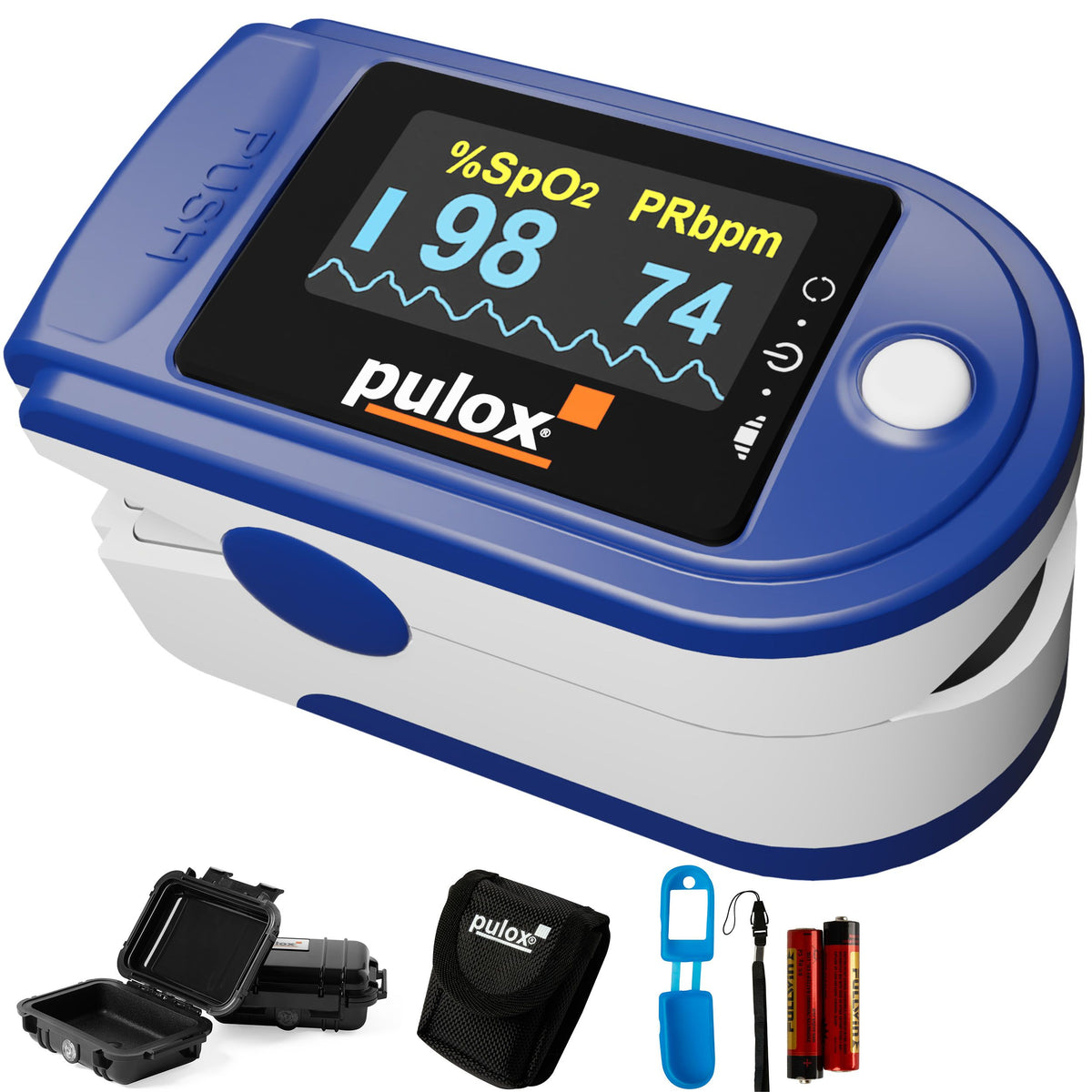 pulox PO-200 Set oxymètre de pouls pour doigt bleu (1 pièce)