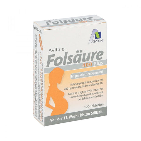 Avitale acide folique 400 Plus B12+iode comprimés (120 pièces)