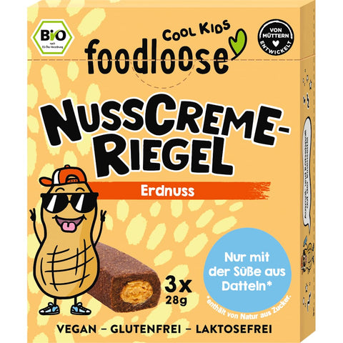 foodloose barres de crème de noix à l'arachide pour enfants, dès 3 ans (3x28 g)