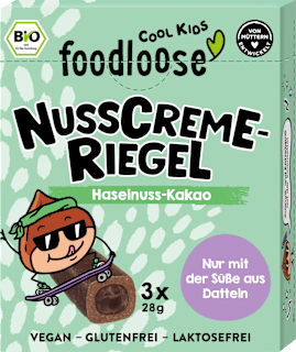 foodloose Encas enfant barres à la crème de noisettes Kids noisette-cacao dès 3 ans (3x28 g), 84 g