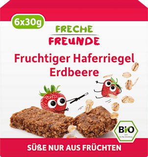 Freche Freunde barre de fruits à l'avoine et à la fraise, dès 3 ans (6x30 g, 180 g)