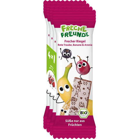 Freche Freunde fruit bar with cereals, red grape, banana & aronia, from 3 years (4x23 g), 92 g