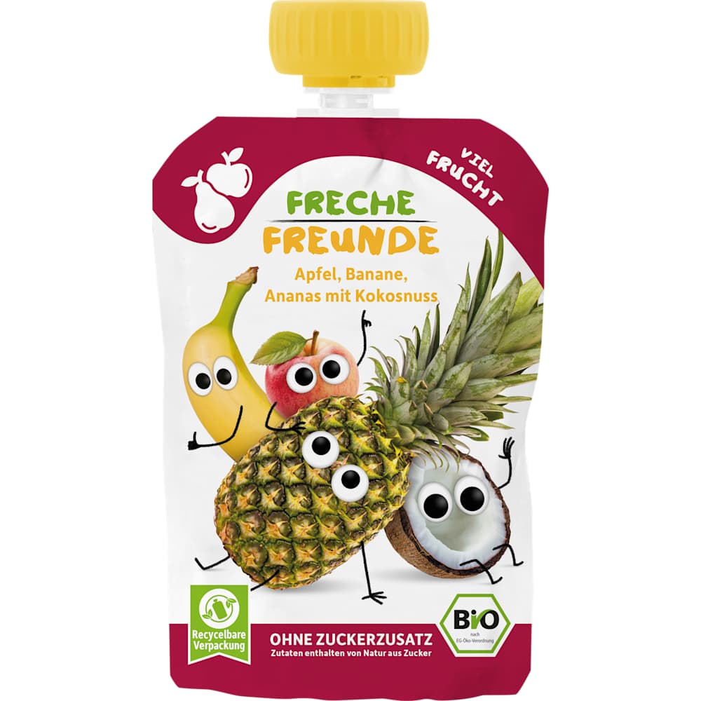 Freche Freunde purée de fruits pomme, banane, ananas et noix de coco dès 6 mois (100 g)