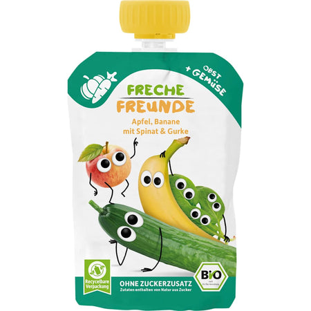 Freche Freunde purée en gourde pomme, banane, épinard et concombre dès 6 mois (100 g)