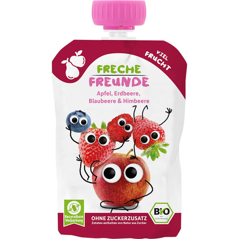 Freche Freunde Apple, Strawberry, Blueberry & Raspberry Squeeze Pouch from 6 months (100 g)
