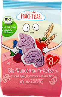 FruchtBar biscuits pour bébé Wundertraum à l'épeautre, pomme et myrtille, dès 8 mois (100 g)