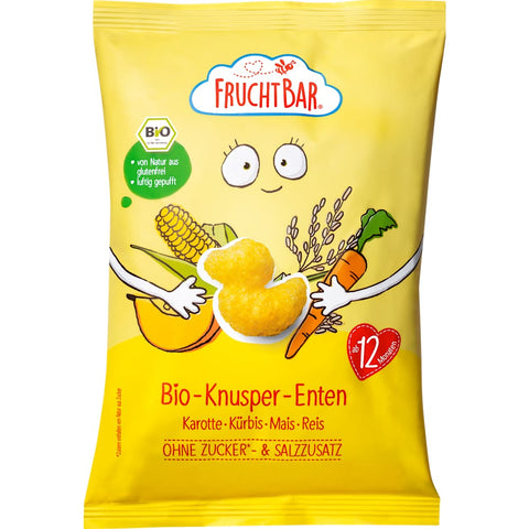 FruchtBar Snack pour enfants canards croustillants carotte, potiron, maïs & riz (30 g)