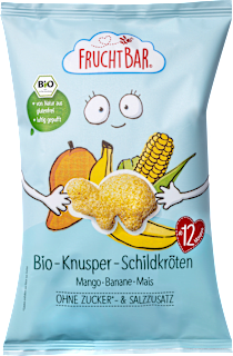 FruchtBar Snack pour enfants tortues croustillantes mangue banane maïs, dès 12 mois (30 g)