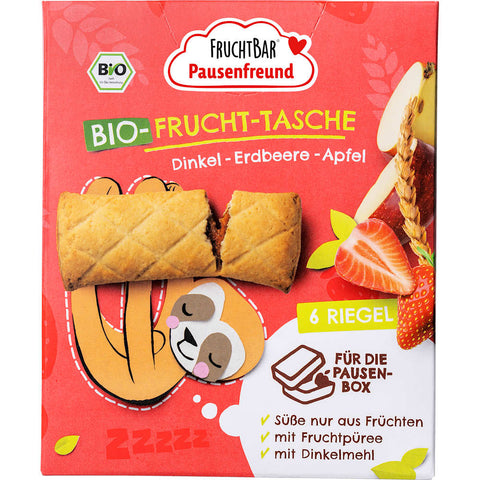 FRUCHTBAR Pausenfreund fruit pouch for kids, spelt, strawberry, apple, from 3 years (6x22 g), 132 g
