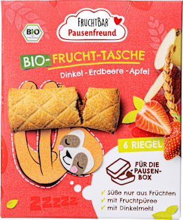 FRUCHTBAR Pausenfreund poche de fruits pour enfants, épeautre, fraise, pomme, dès 3 ans (6x22 g), 132 g